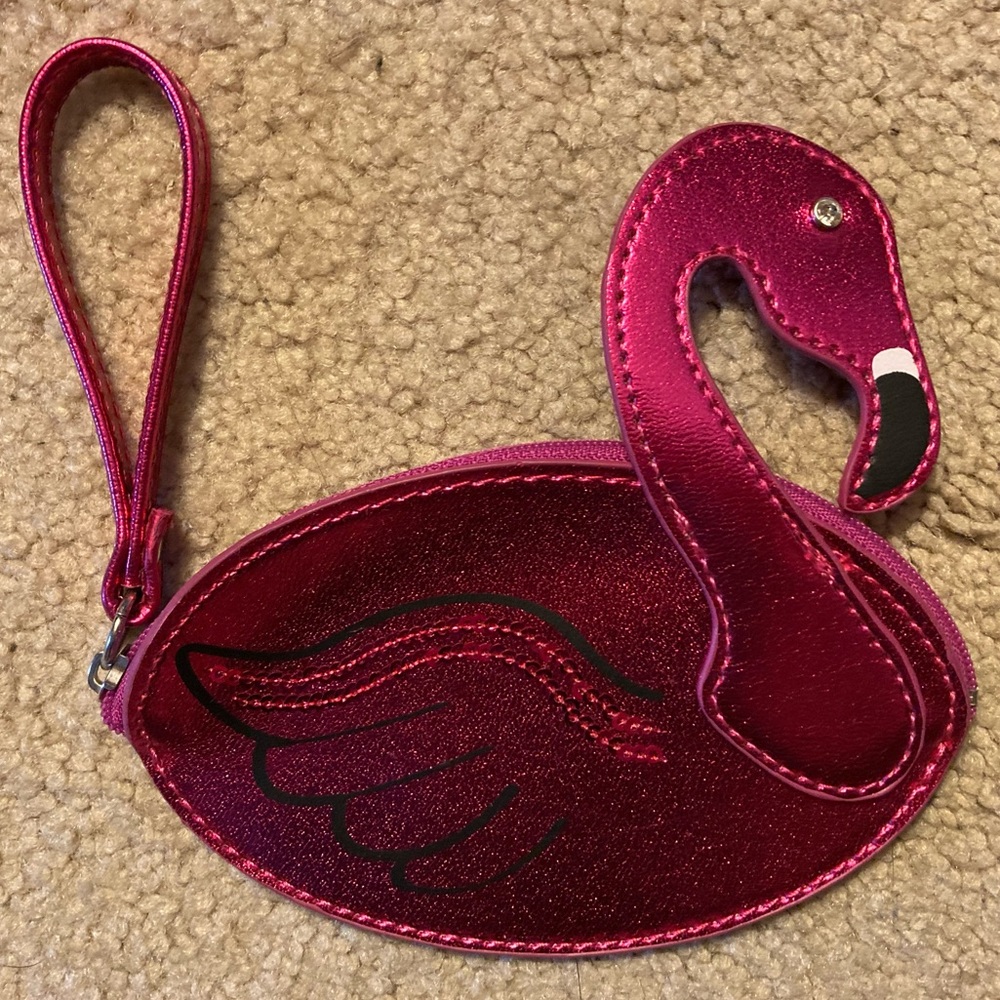 Pink flamingo zippered coin purse